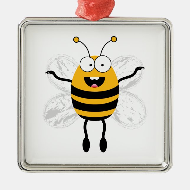 Tecknad Bee Julgransprydnad Metall (Framsidan)