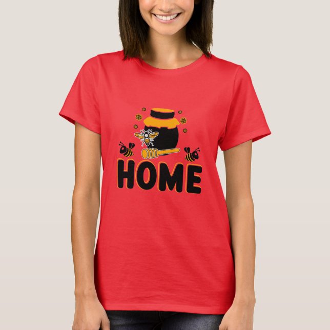 Tecknad Bee och Honung Burk ’HEME’ T-Shirt (Framsida)