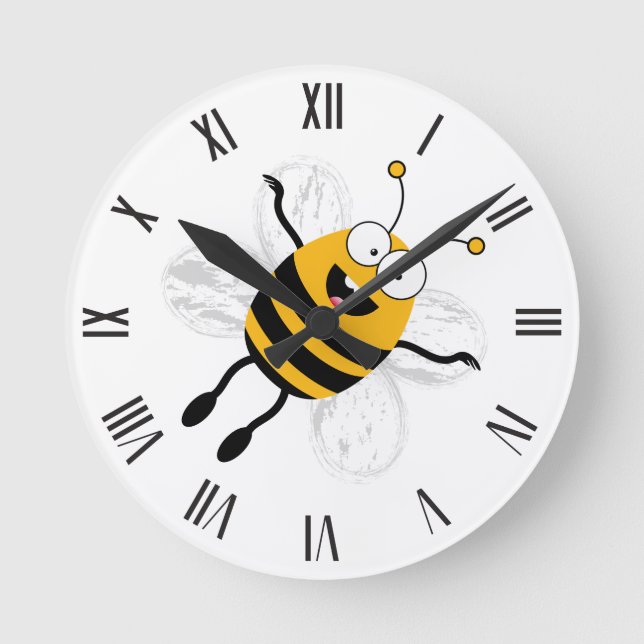 Tecknad Bee Rund Klocka (Framsida)