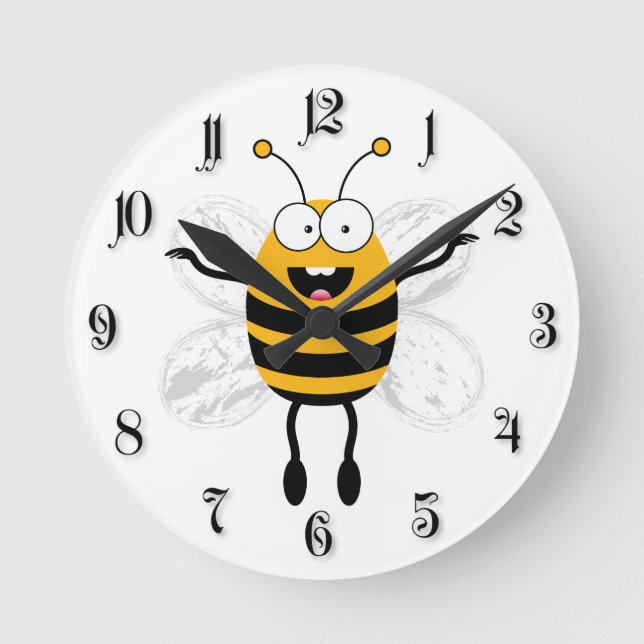 Tecknad Bee Rund Klocka (Framsida)
