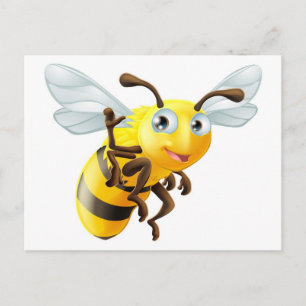 Tecknad Bee Wave Vykort