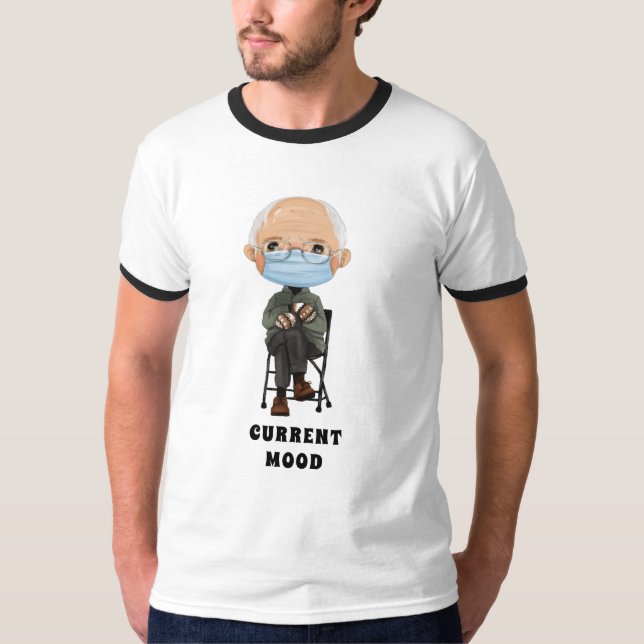 Tecknad Bernie Sanders och hans Warm Brown Mittens T Shirt (Framsida)