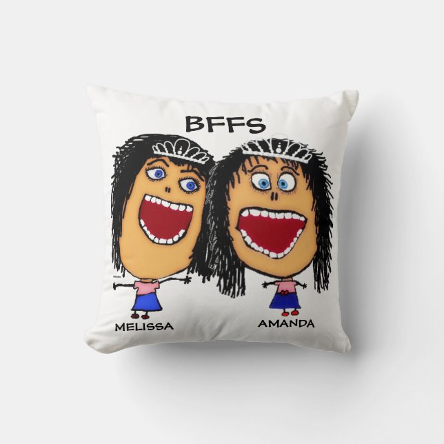 Tecknad BFFS Anpassningsbar Sisters Friends Kudde (Framsida)