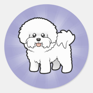Tecknad Bichon Frise Runt Klistermärke
