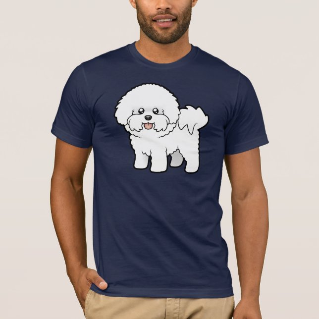 Tecknad Bichon Frise T Shirt (Framsida)