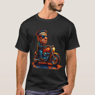Tecknad Biker Kille T-Shirt Rolig Cool Motorcyke