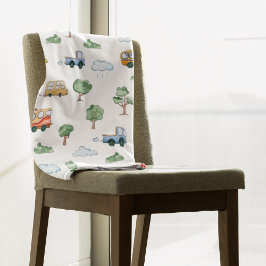 Tecknad bilar med Fordon sjölöst Mönster Fleecefilt