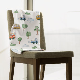 Tecknad bilar med Fordon sjölöst Mönster Fleecefilt