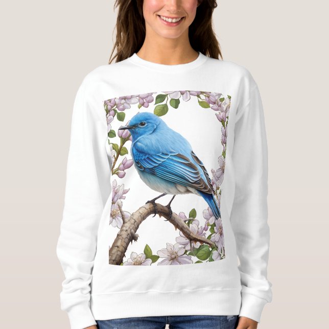 Tecknad bild av bergens blåfågel med syringa t shirt (Framsida)