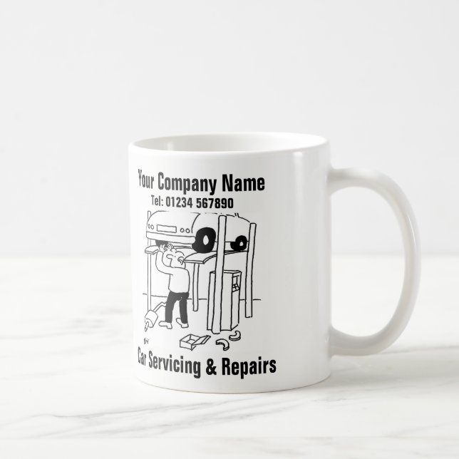 Tecknad bild av bilservice och reparationer kaffemugg (Höger)