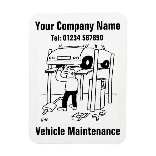 Tecknad bild av bilservice och reparationer magnet (Vertikal)