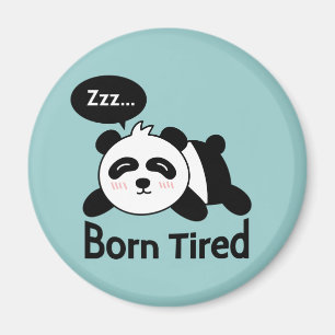 Tecknad bild av söt sovande panda magnet