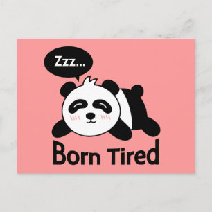 Tecknad bild av söt sovande panda vykort