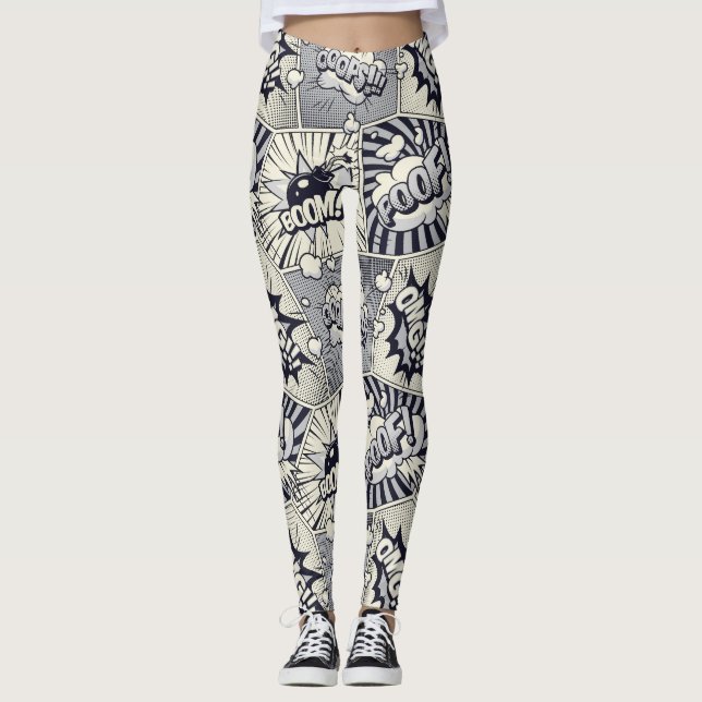 Tecknad Bildtexter Leggings (Framsida)