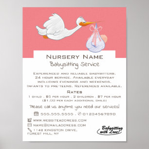 Tecknad Bird & Baby, Babyvvakt, Daycare, Nursery Poster