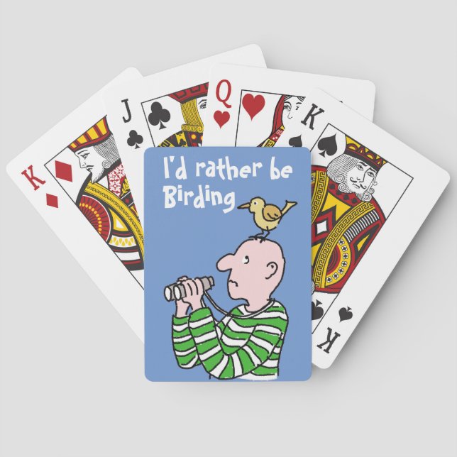 Tecknad Bird Watcher & Bird Casinokort (Baksidan)