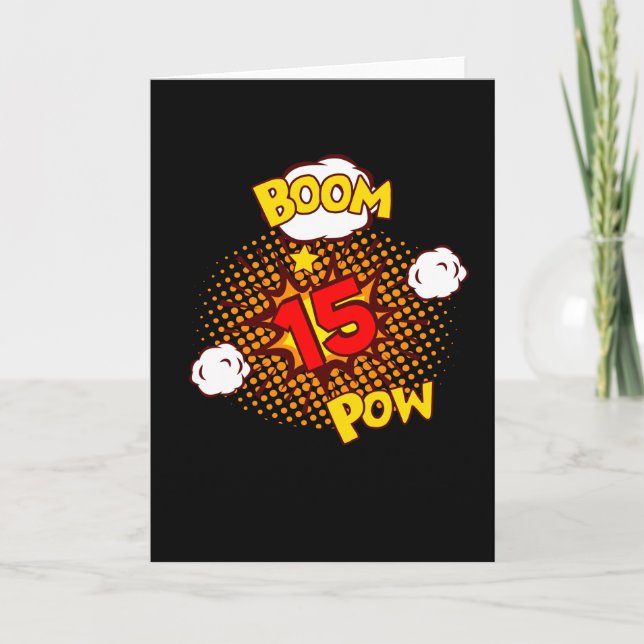 TECKNAD BIRTHDAY 15 15 Födelsedag 15 år gammal Tec Kort (Framsida)