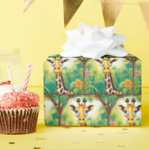 Tecknad Birthday Giraffe Presentpapper
