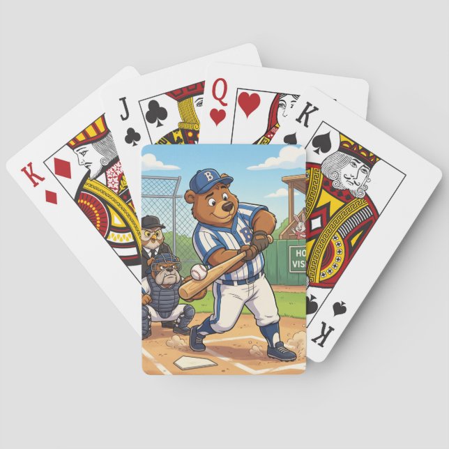 Tecknad björn som spelar baseboll casinokort (Baksidan)