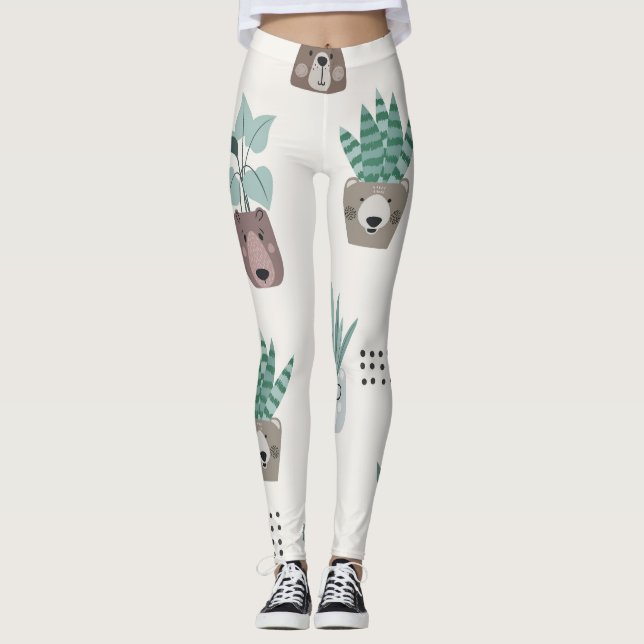 Tecknad: Björnlös Ansikte Leggings (Framsida)