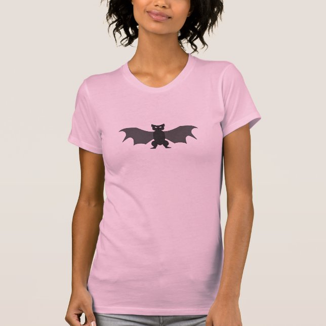 Tecknad Black Fladdermus Kvinnors Rosa Passande T- T Shirt (Framsida)