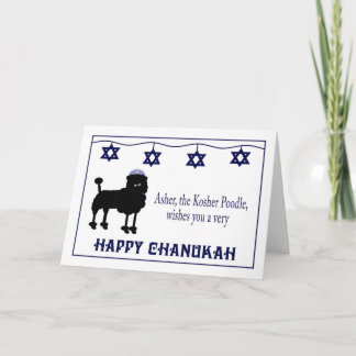 Tecknad Black Pudel Chanukah Card Helgkort