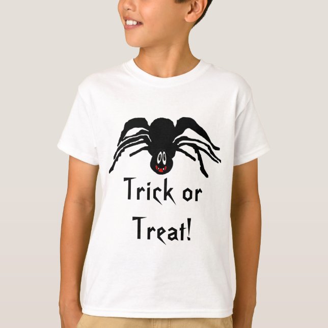 Tecknad Black Spider Halloween Black Widow Kids T Shirt (Framsida)