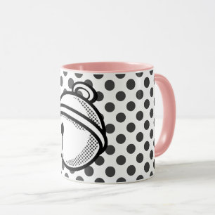 Tecknad Black White Grått Cat Bell Vector Pop Art Mugg