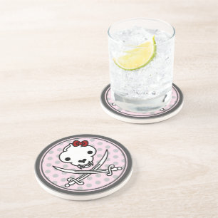 Tecknad Black White Jolly Kattunge Pirat Skull Bon Underlägg