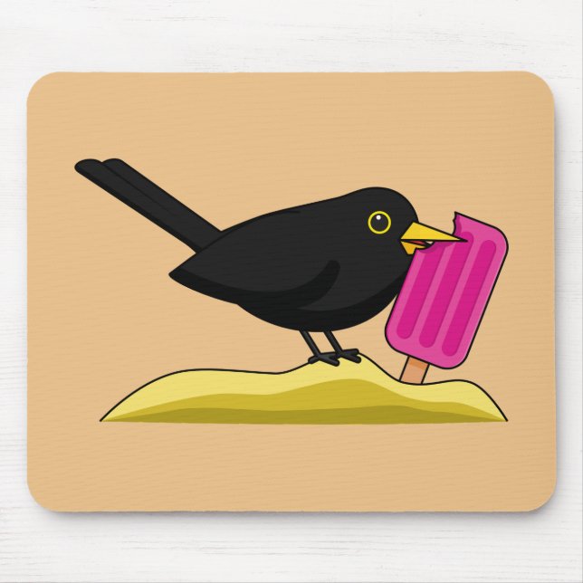 Tecknad Blackbird som äter en iskräm Musmatta (Framsidan)