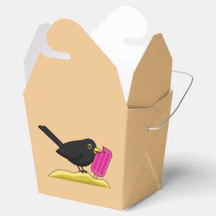 Tecknad Blackbird som äter en iskräm Presentaskar