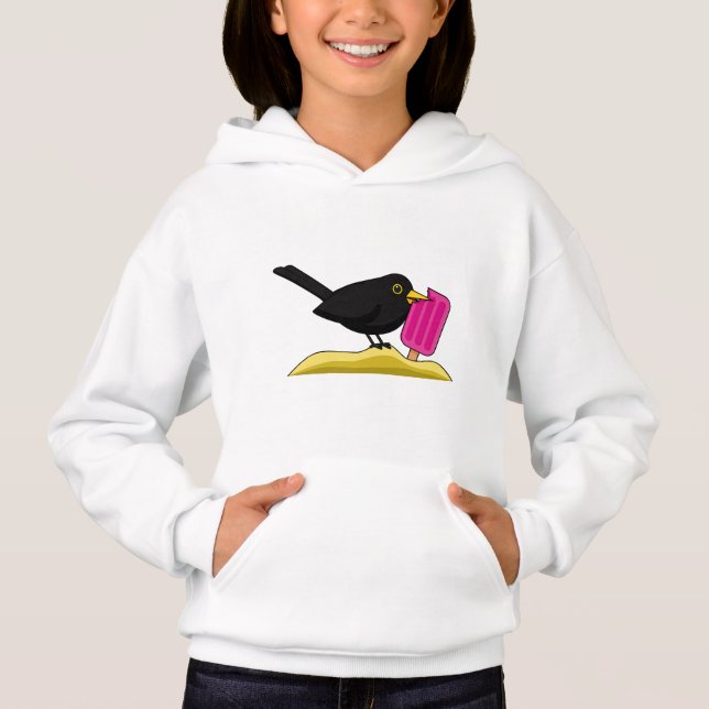 Tecknad Blackbird som äter en iskräm T Shirt (Framsida)