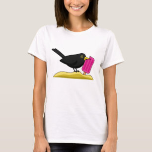 Tecknad Blackbird som äter en iskräm T Shirt