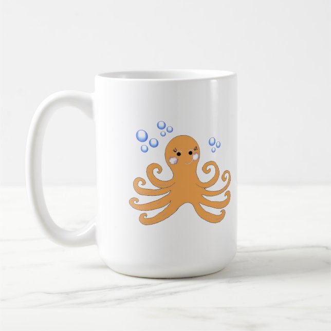 Tecknad bläckfisk kaffemugg (Vänster)