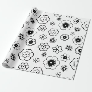 tecknad blommor som omsluter pappra presentpapper
