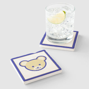 Tecknad Blue Beige Nalle Cute Funny Stenunderlägg