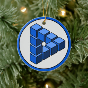 Tecknad Blue Black Leksak blockerar triangel Vecto Julgransprydnad Keramik