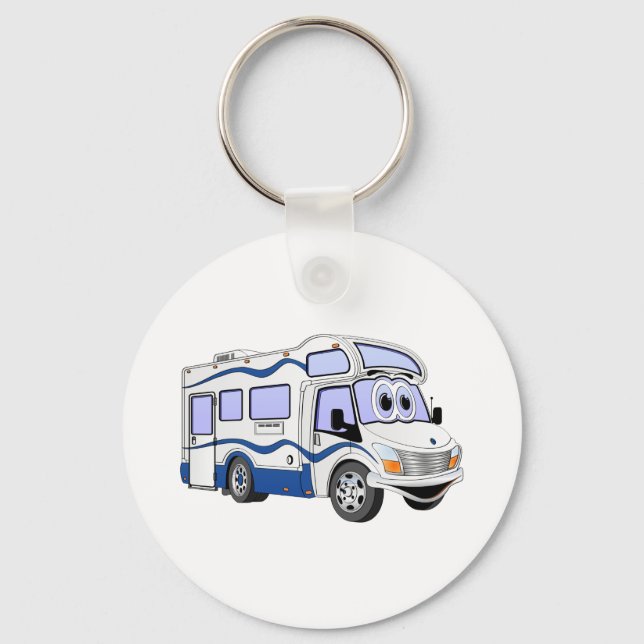Tecknad Blue Camper Nyckelring (Framsida)