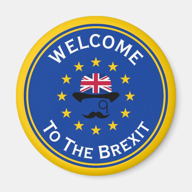 Tecknad Blue Gult EU Brexit Graphic  Magnet (Framsidan)
