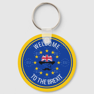 Tecknad Blue Gult European Union Brexit Art Nyckelring