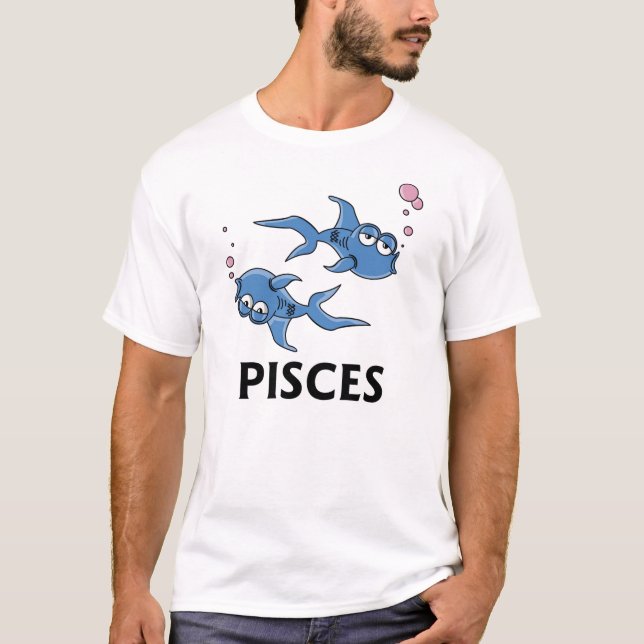 Tecknad Blue Pisces Fish Tee Shirt (Framsida)