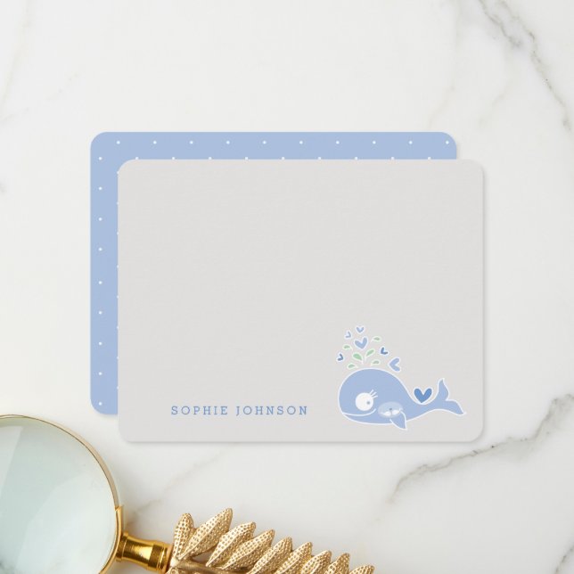 Tecknad Blue Pregnant Whale Boy Twillingar Baby Sh Tack Kort (Fram/Back In Situ)