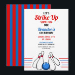 Tecknad Blue & Red Bowling Kids 6e Birthday Inbjudningar<br><div class="desc">Det här är en roligt och en festlig inbjudan att fira en speciell födelsedag med en bowling party! Stift och lekfull typografi skapar en energisk och inbjudande atmosfär.</div>