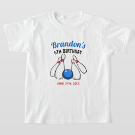 Tecknad Blue & Red Bowling Kids 6e Birthday T Shirt