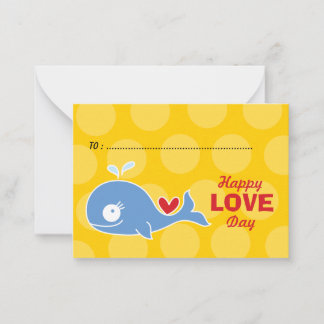 Tecknad Blue Whale Photo Kids Classroom Valentine Anteckningskort