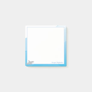 Tecknad Blue White Grått Shark Animal Namn Post-it Block