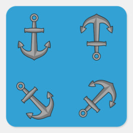 Tecknad Boat Anchor Set Fyrkantigt Klistermärke