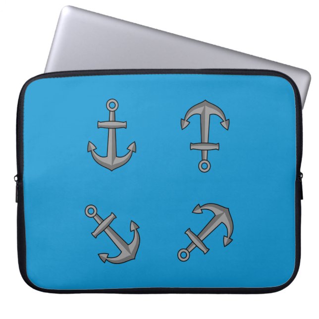 Tecknad Boat Anchor Set Laptop Fodral (Framsidan)