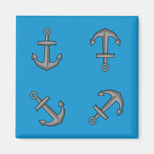 Tecknad Boat Anchor Set Magnet