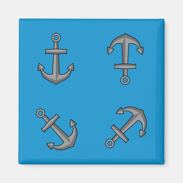 Tecknad Boat Anchor Set Magnet (Framsidan)